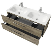 Meuble-lavabo avec deux lavabos et tiroirs