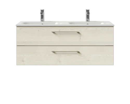 Meuble sous-lavabo avec deux lavabos et deux tiroirs