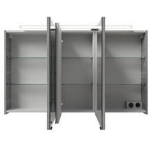Offener Spiegelschrank mit Glasböden und Beleuchtung