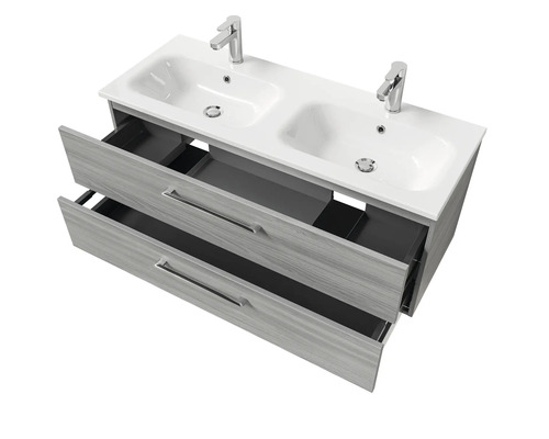 Waschtischunterschrank mit zwei Waschbecken und zwei Schubladen