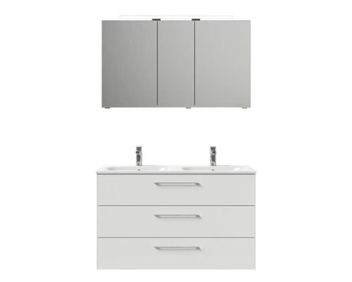 Ensemble de meubles de salle de bains avec armoire de toilette, lavabo et meuble sous-lavabo avec tiroirs