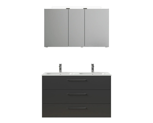 Ensemble de meubles de salle de bains avec armoire de toilette, lavabo et meuble sous-lavabo avec tiroirs
