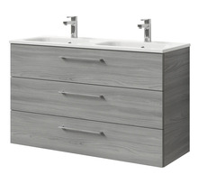 Waschtischunterschrank mit zwei Waschbecken und drei Schubladen
