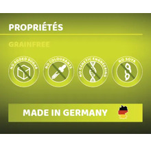 Propriétés : Sans sucre ajouté, sans colorants, sans génie génétique, sans soja, fabriqué en Allemagne