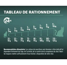 Tableau de rationnement pour chat selon le poids