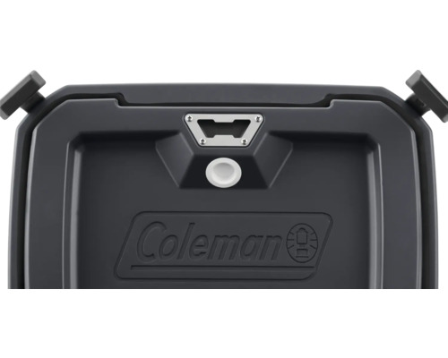Coleman Logo auf Kühlbox mit Flaschenöffner und Verschluss