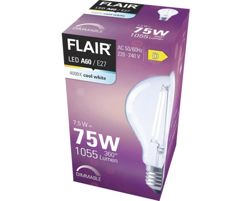 Emballage d''une lampe LED Flair A60 E27 à intensité variable