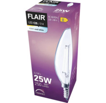 Ampoule flamme LED à intensité lumineuse variable FLAIR C35 E14/2,2W(25W) 250 lm 4000 K blanc neutre transparent
