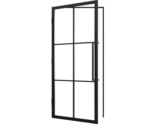 Porte intérieure ouverte avec vitres et poignée