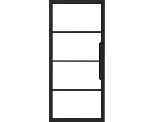 Glastür mit drei horizontalen Sprossen und Griff