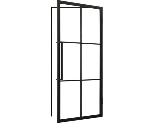 Porte intérieure noire avec vitres et poignée