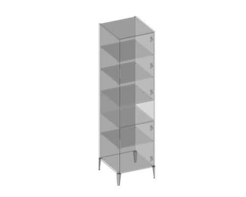 Schmaler Vitrinenschrank mit Glastüren und Einlegeböden