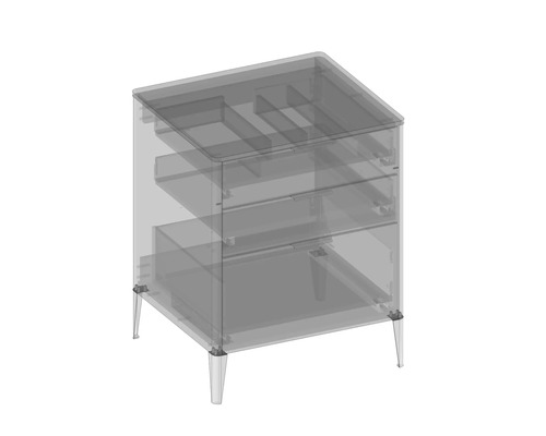 Meuble sous-vasque avec trois tiroirs et pieds
