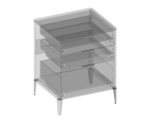 Meuble sous-lavabo avec trois tiroirs et pieds