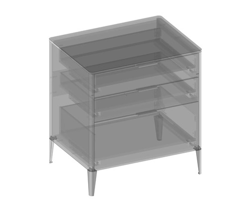 Meuble avec trois tiroirs et pieds