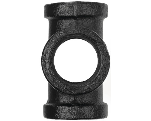 Raccord en T noir en fonte malléable pour raccords de tuyaux