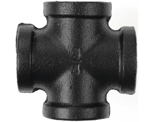 Croix en fonte malléable noire pour raccords de tuyaux
