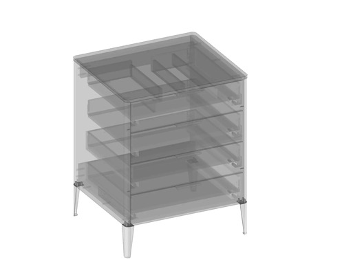 Armoire avec quatre tiroirs et pieds