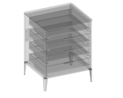 Commode avec cinq tiroirs et quatre pieds