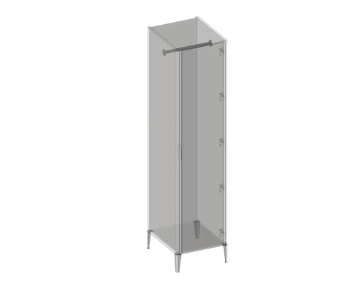 Schmaler Badschrank mit Tür, Füßen und Stange