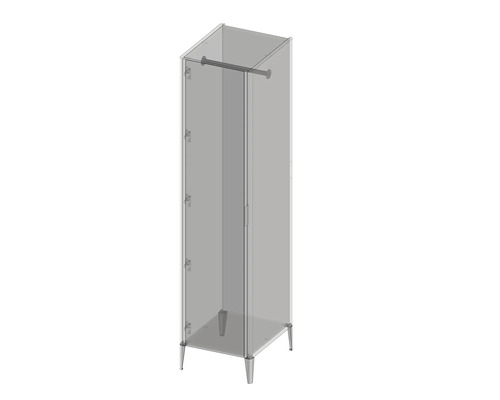 Einteiliger Kleiderschrank mit Kleiderstange und Füssen