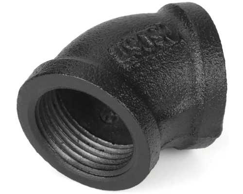 Raccord en fonte malléable noire, angle de 45 degrés