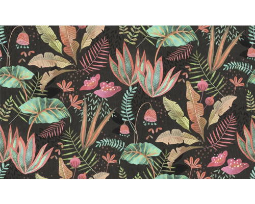 Fond sombre avec des feuilles et des plantes tropicales