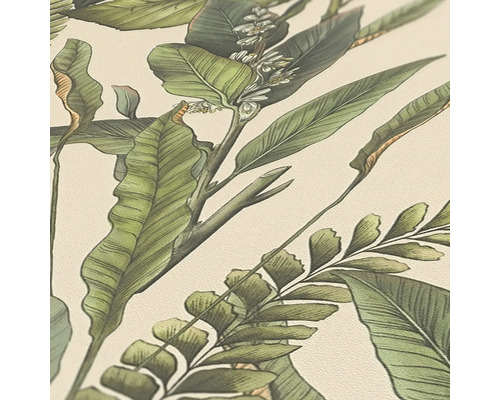 Gros plan d''un papier peint avec un motif de plantes