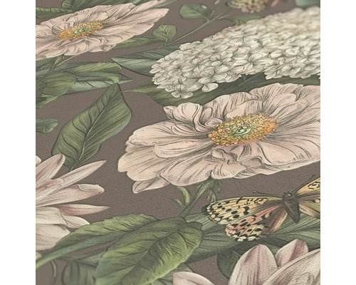 Papier peint à motif de fleurs et de papillons