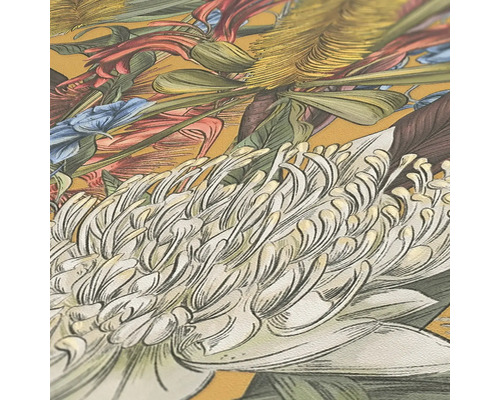 Gros plan d''un papier peint à motifs floraux