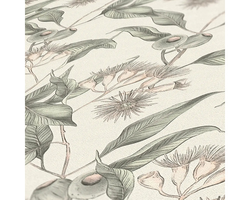 Papier peint à motif de feuilles et de fleurs d''eucalyptus