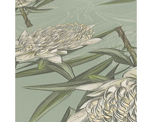 Papier peint avec des fleurs et des feuilles