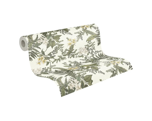 Rouleau de papier peint avec motif de fleurs et de fougères