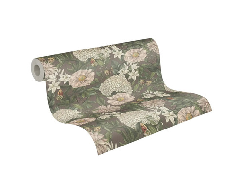 Rouleau de papier peint avec fleurs et papillons