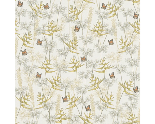 Papier peint avec des plantes et des papillons