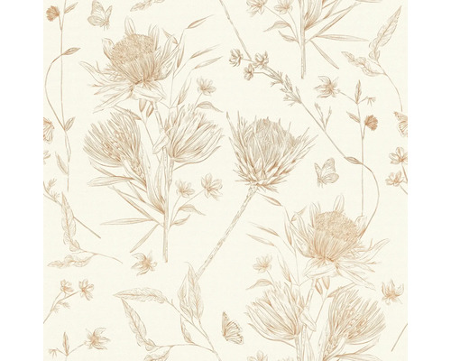 Papier peint à motif floral avec fleurs de Protea et papillons