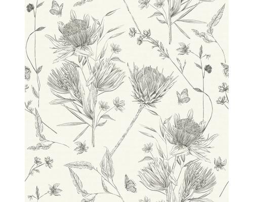 Papier peint avec fleurs et papillons