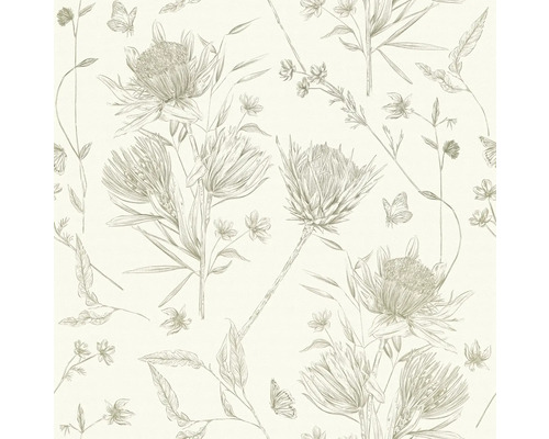 Papier peint avec fleurs et papillons