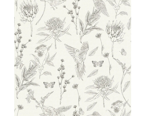 Papier peint à motifs d''oiseaux, de papillons et de fleurs