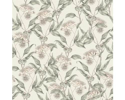 Papier peint avec motif floral de feuilles et de fleurs