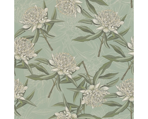 Papier peint à motif floral avec pivoines et feuilles