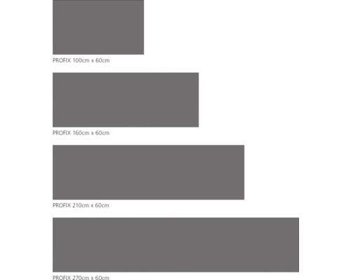 Panneaux décoratifs PROFIX de différentes tailles : 100 cm x 60 cm, 160 cm x 60 cm, 210 cm x 60 cm, 270 cm x 60 cm