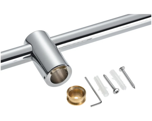 Vue détaillée d''une barre porte-serviettes en métal avec matériel de fixation inclus