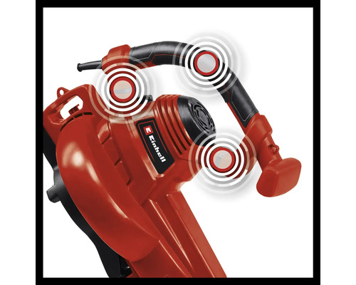 Vue détaillée d''un aspirateur de feuilles Einhell avec amortissement des vibrations