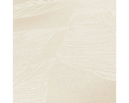 Nahaufnahme einer beigen Textiltapete mit Muster