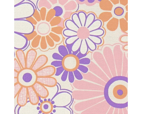 Papier peint à fleurs avec motif graphique au look rétro