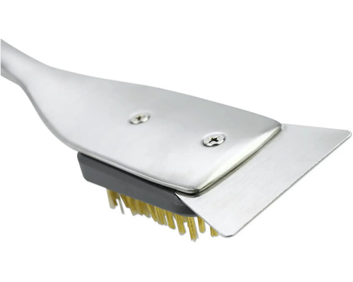 Grillbürste aus Metall mit Schaber