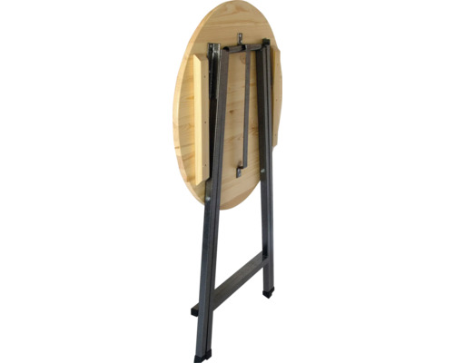 Table ronde pliée en bois avec cadre en métal