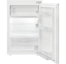 Réfrigérateur blanc avec porte ouverte, intérieur avec étagères