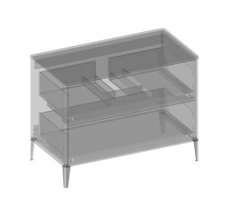 Meuble de salle de bain avec deux tiroirs et pieds